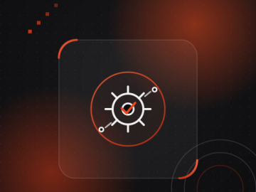 Symbolbild Zahnrad mit Automatisierungs-Icon in Orange-Rot vor dunklem Hintergrund – SAP-Automatisierung im Einkauf