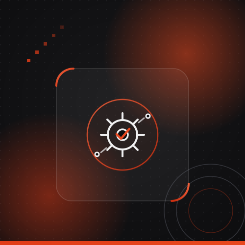 Symbolbild Zahnrad mit Automatisierungs-Icon in Orange-Rot vor dunklem Hintergrund – SAP-Automatisierung im Einkauf